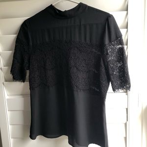 WAYF Black Lace Top